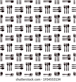 seamless pattern spoon, fork and knife for restaurant background. decoration cafe, place to eat and culinary events