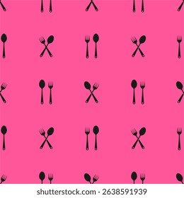 a seamless pattern with a spoon and fork theme decorated with an elegant purple background. suitable for restaurant wall accessories, fabrics, and paper