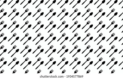 seamless pattern of spoons and forks for the background of a restaurant. decoration cafe, place to eat and culinary events.