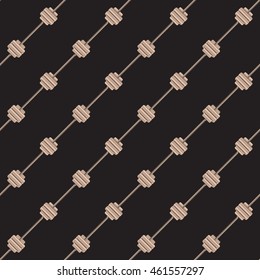 Seamless pattern with sport barbell on black background.