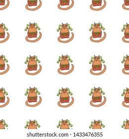 Seamless pattern with sport cat on white background for fabric, textile, clothes, tablecloth and other things. Vector image. 