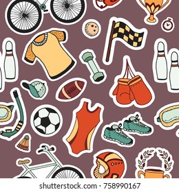 Seamless pattern Sport doodle fitness hand drawn vector illustration