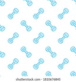 Seamless pattern with sport dumbbells. Simple vector background for fitness gym designs.