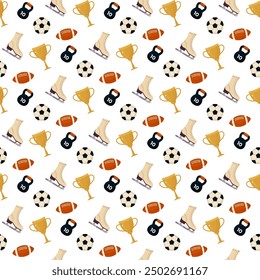 seamless pattern with sport equipment