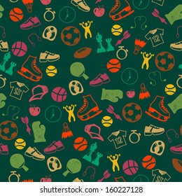 seamless pattern with sport icons