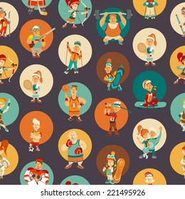 Seamless pattern with sport icons. Vector illustration