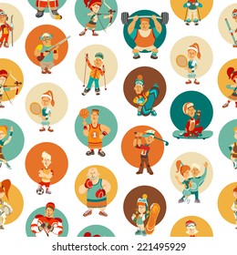 Seamless pattern with sport icons. Vector illustration