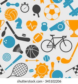 Seamless pattern with sport icons. Vector illustration