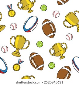 Seamless Pattern of Sport Illustration.