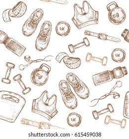 seamless pattern with sport items