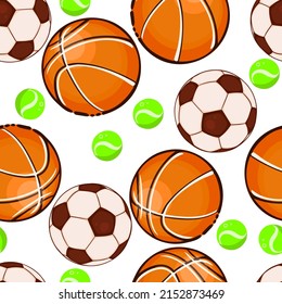 Seamless pattern sports balls. Vector illustration