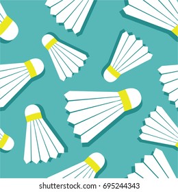 Seamless pattern with sports equipment. Colorful overlapping background vector. Illustration with shuttlecocks icons. Decorative wallpaper, good for printing