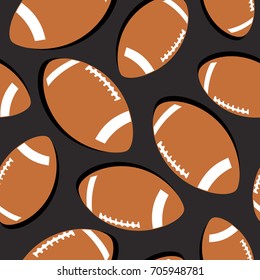 Seamless pattern with sports equipment. Colorful background vector. Illustration with balls for american football. Collection of brown balls. Decorative wallpaper, good for printing