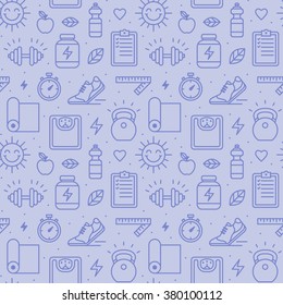 Seamless Pattern With Sports And Fitness Icons.