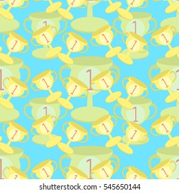 seamless pattern Sports goblet win first place bright. vector illustration
