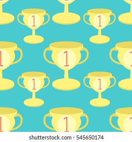 seamless pattern Sports a goblet win first place . vector illustration