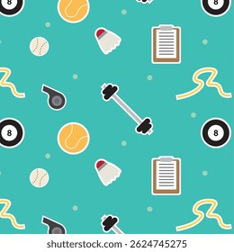 Padrão contínuo com ícones de esportes. Ilustração vetorial