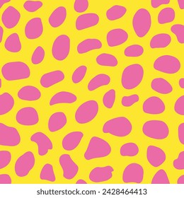 seamless pattern in spots, 90s style. Trendy colors. Colorful leopard spot. for surface wrapping, fun fabric design. Vector illustration.