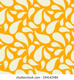 Seamless pattern with spots. Abstract background. Geometric ornament. Summer. Orange and white. Endless print silhouette texture. Retro. Vintage style - vector 