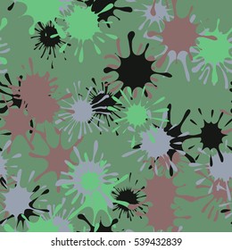 Seamless pattern of spots and blotches. Camouflage.