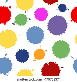 Seamless pattern of spots. Blots on the isolated white background. Watercolor abstract seamless background. Dotted texture. Pattern with spots of water.