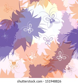 Seamless pattern with spots and butterflies.