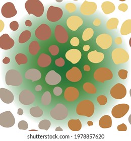 Seamless pattern of spots of different shapes, natural pebble pattern and inconspicuous gradient background, ornate pattern for decor