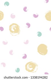 Seamless pattern of spots and dots painted with paint in delicate shades.