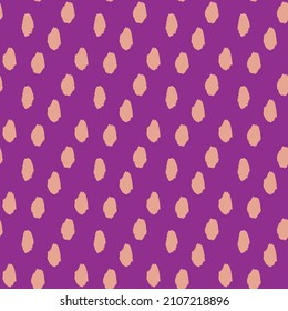 Seamless pattern with spots on an isolated purple background. Design for fabric with trendy color combinations.
