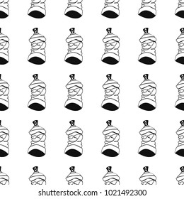 Seamless pattern, spray can with paint, black on white background, vector