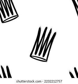 Seamless pattern of sprayed crown with overspray in black over white. Vector illustration template