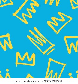 Seamless pattern of sprayed crowns with overspray. Vector illustration