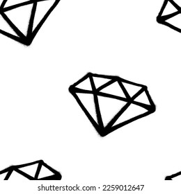 Seamless pattern of sprayed diamond with overspray in black over white. Vector illustration template.