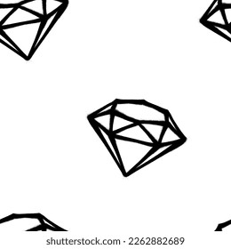 Seamless pattern of sprayed diamond with overspray in black over white. Vector illustration template.