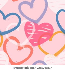 Seamless pattern of sprayed graffiti hearts. Vector illustration for your design