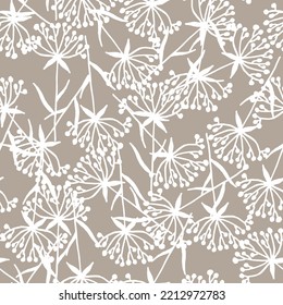 Seamless pattern with sprigs of dried flowers. Seamless borders, ribbons. Spring flowers. Design for duct tape, adhesive tape, wallpaper.