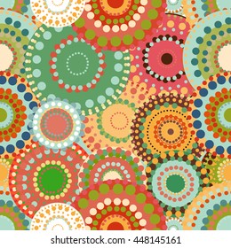 Seamless pattern spring baby with bright colorful painted circle
