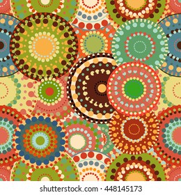 Seamless pattern spring baby with bright colorful painted circle