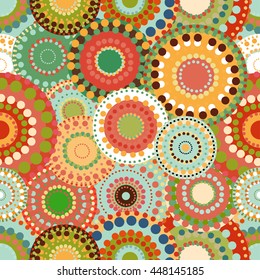 Seamless pattern spring baby with bright colorful painted circle