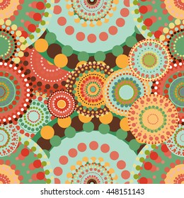 Seamless pattern spring baby with bright colorful painted circle