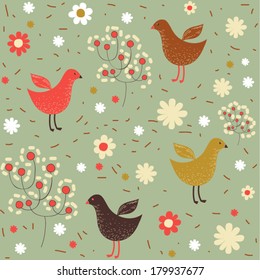 Seamless pattern "Spring birds"