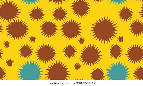 Seamless Pattern. Spring blumming floral rapport in vintage 60s style. Daisy in flat design. Beautiful floral pattern for wallpaper. Floral seamless pattern. Spanish Geometric Batik.