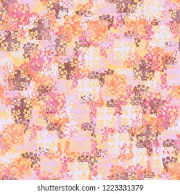 Seamless pattern. Spring colors decorated with wavy lines. Editing is available.