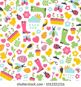 Seamless Pattern With Spring Design Elements