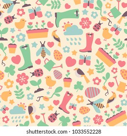seamless pattern with spring design elements