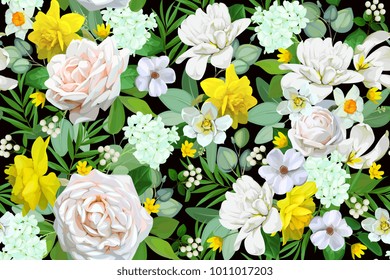 Seamless pattern with spring floral motif