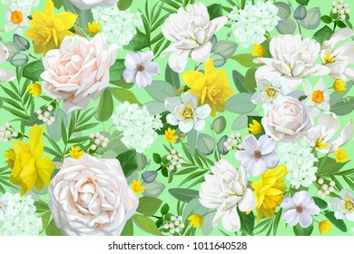 Seamless pattern with spring floral motif