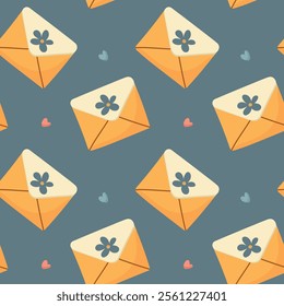 Seamless pattern, spring, flowers, birds have arrived, letter, birdhouse, flowers in a pot, watering can. For fabric design, packaging