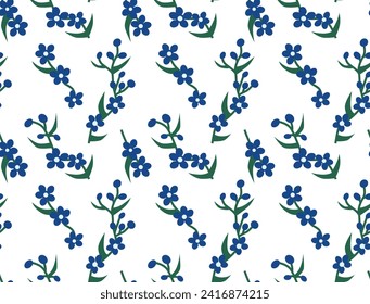 Seamless pattern with spring flowers - blue flowers