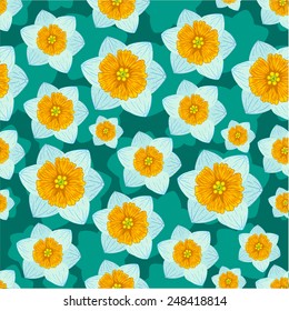 seamless pattern with spring flowers, daffodils